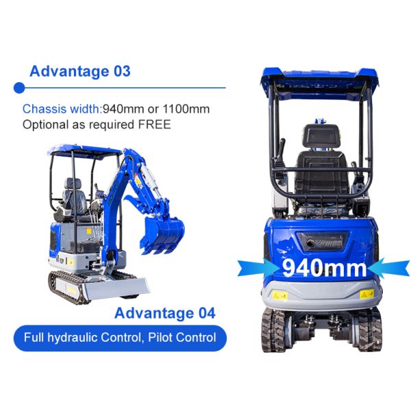 HT-12P 1.2ton Mini Excavator with Kubota Z482 Engine and Full Hydraulic Control