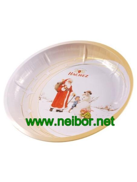 round metal tin serving tray metal platter