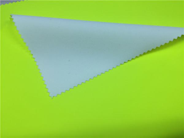 Neon Yellow Color Garment Leather Fabric For Coat With Recycle Polyester Backing