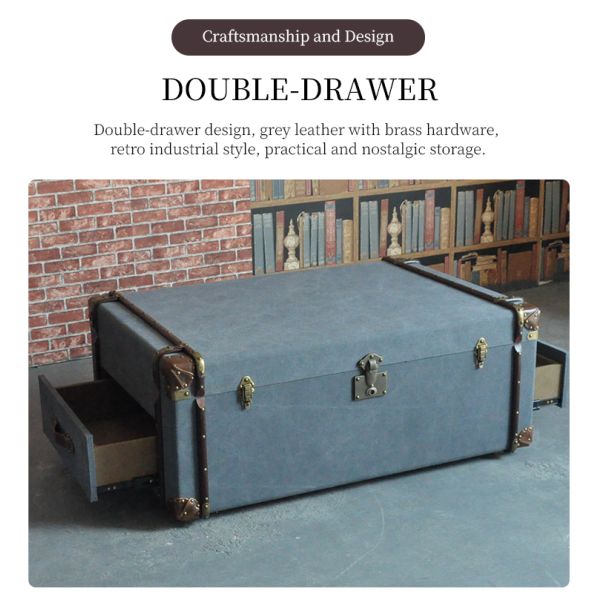 Nidea #8605 American Retro Style Leather Coffee Table Storage Cabinet Personalized Home Furniture Living Room Villa Restaurant