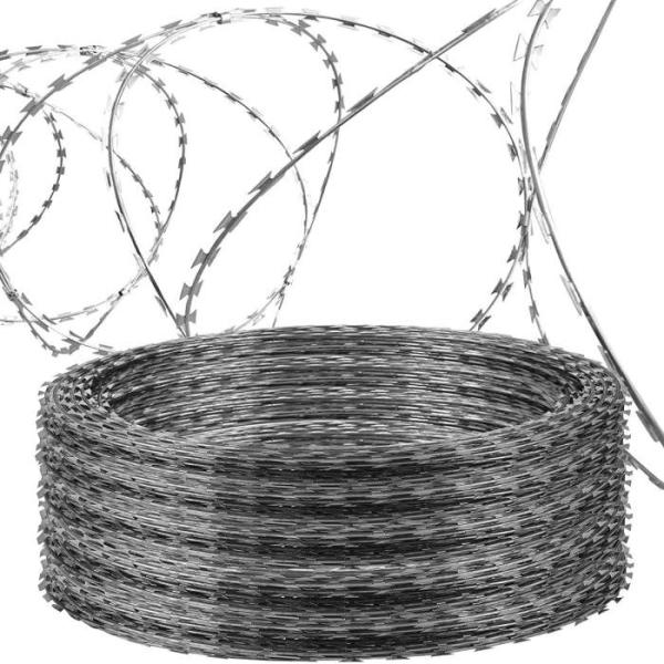 Hot Dip Galvanized Barbed Razor Wire with 2.5mm Wire Diameter for Protective Construction