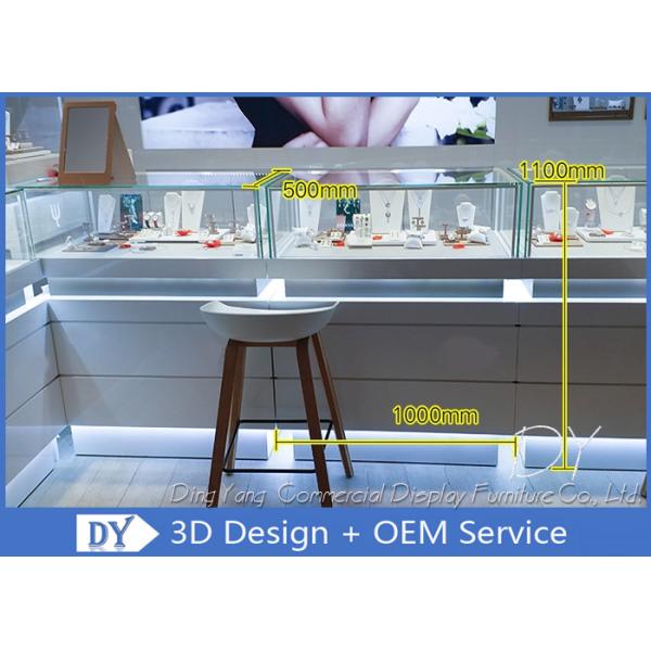 Luxurious Store Jewelry Display Cases / Beige Painting Finished Gold Shop Counter