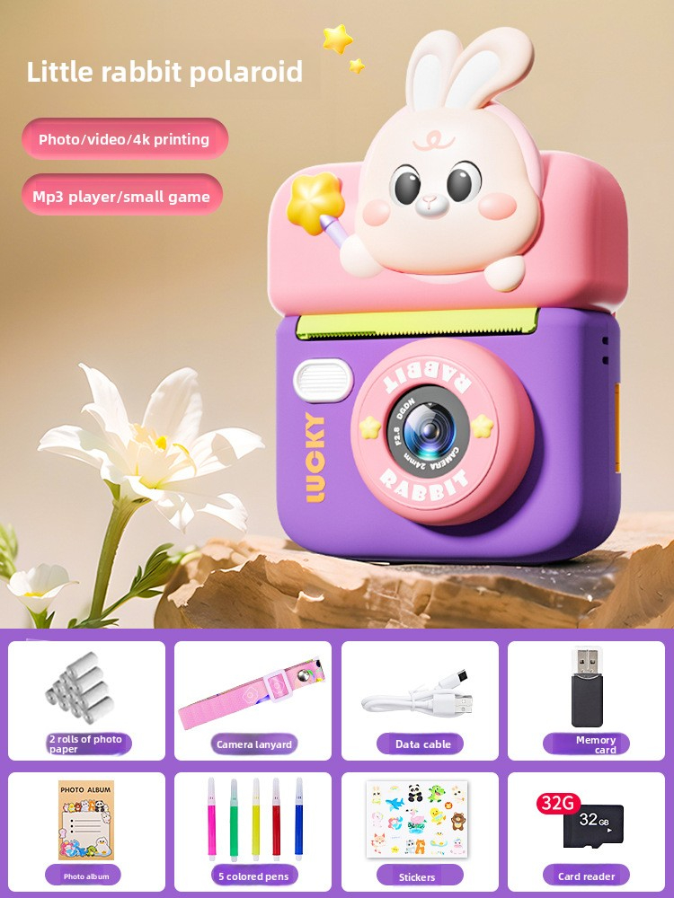 DLC  Multi-Function HD Dual Lens Kids Instant Digital Camera, Photo & Video , High-Definition Girl's Toy, Birthday Gift for Kids