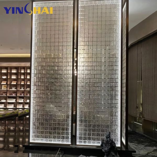 Customize Stainless Steel Screen Partition Steel Frame Room Divider With LED Light