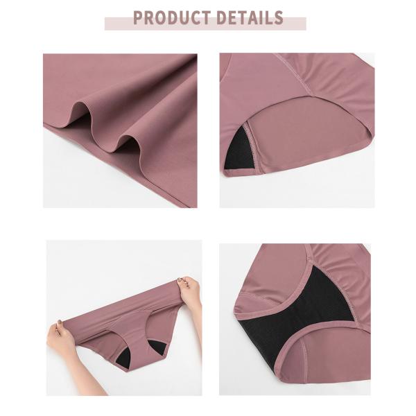 Solid Color Seamless Leak Proof Menstrual Panties 4 Layers Period Panties Tampon Free