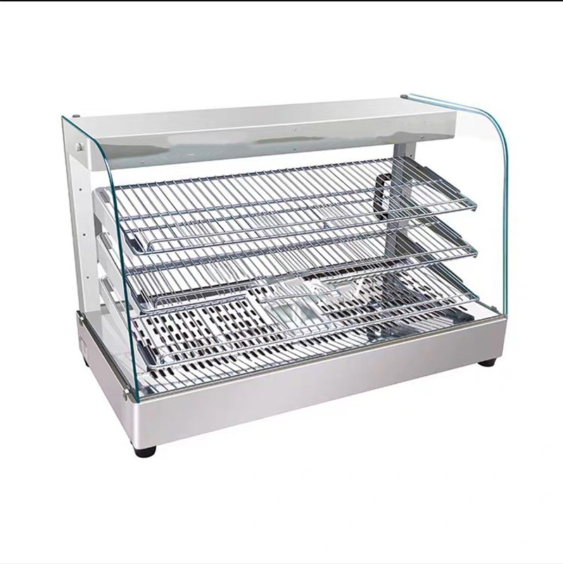 Curved Glass Hot Food Display Cabinets Electric Heating Counter Warming Showcase