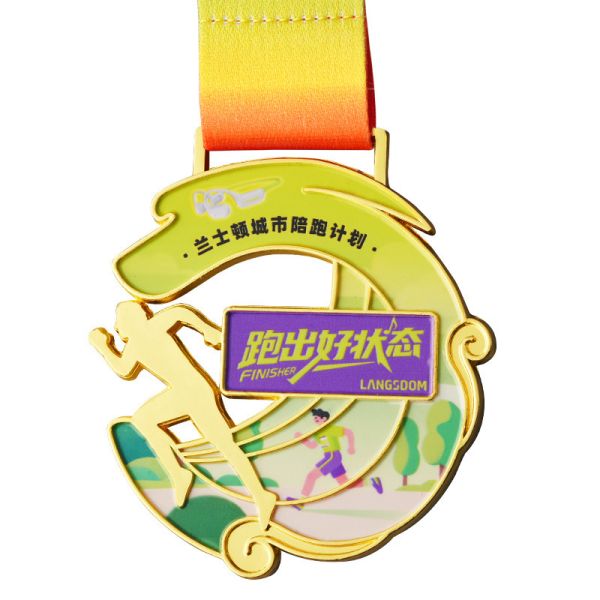 Zinc Alloy Sports Marathon Finisher Medal With Ribbon Centrifugal Casting Equipment