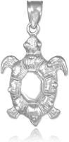 Com a colar do pendente de 925 encantos de Sterling Silver Sea Turtle Bead