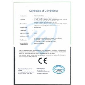 Haining city Chuangjing outdoor products Co., LTD Certifications