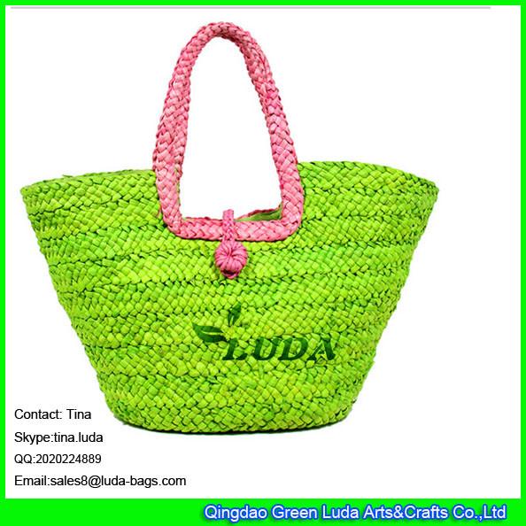 LUDA wholesale straw bags colorful cornhusk straw beach totes