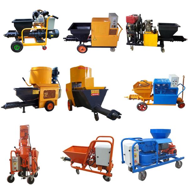 Automatic Exterior Wall Plastering Machine Cement Rendering Machine In Yellow