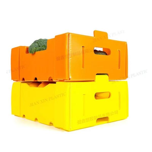 Yellow Plastic Reusable Boxes Heavy Duty Foldable Corrugated Plastic Box Rectangular