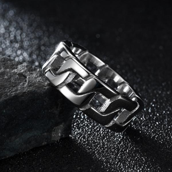 Anniversario Oro Anillo de acero inoxidable Joyería Cadena de Enlace Anillo ODM