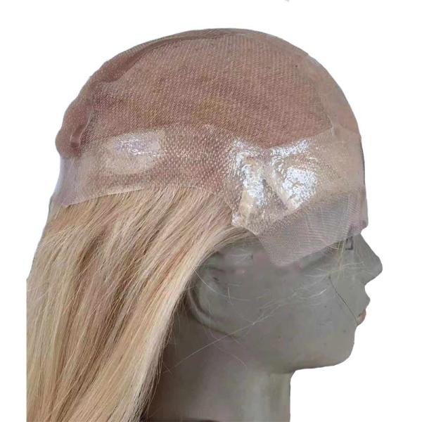 16-24inch 613 Blonde Hand Tied PU Silicon Medical Wigs for White Women 100% Human Hair