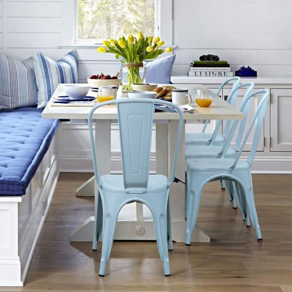 Kitchen Stackable Restaurant Chairs Bistro Cafe Side OEM Available Metal Leg