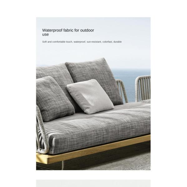 Modern New Design PL Ribbon Woven Aluminum Frame Hotel Villa Sofa And Table Set