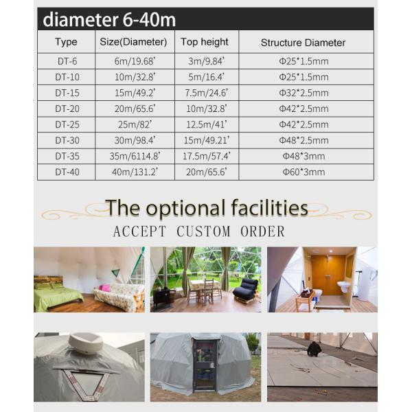 Большая открытая роскошная водонепроницаемая палатка с геодезическим куполом высотой 6 м
