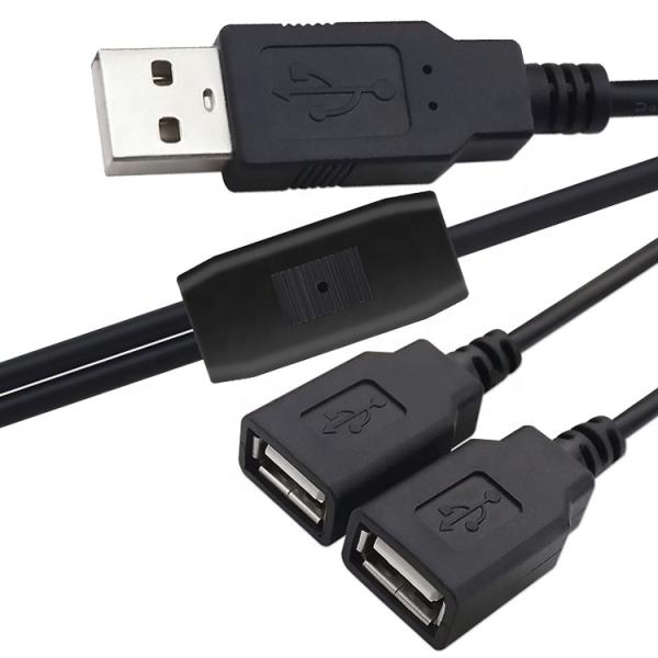 1m  2m 1 Male to 2 Female Y Shape USB Splitter Cable for Charging