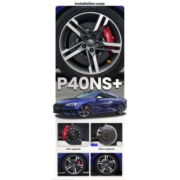 Kit de pinzas de freno TEI P40NS+ de 4 pistones BBK R18/R19 Kit de frenos grandes para Audi A4 B6 B7 B8 B8L B9 B9.5 B10 2000-2025