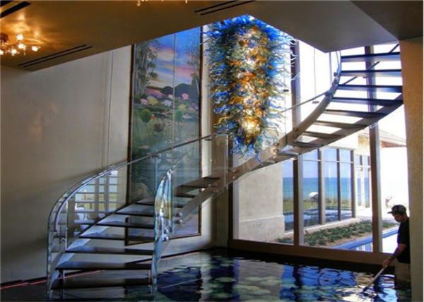 Helical Design Custom Wood Stairs Thailand Rubber Wood Tread For Apartment