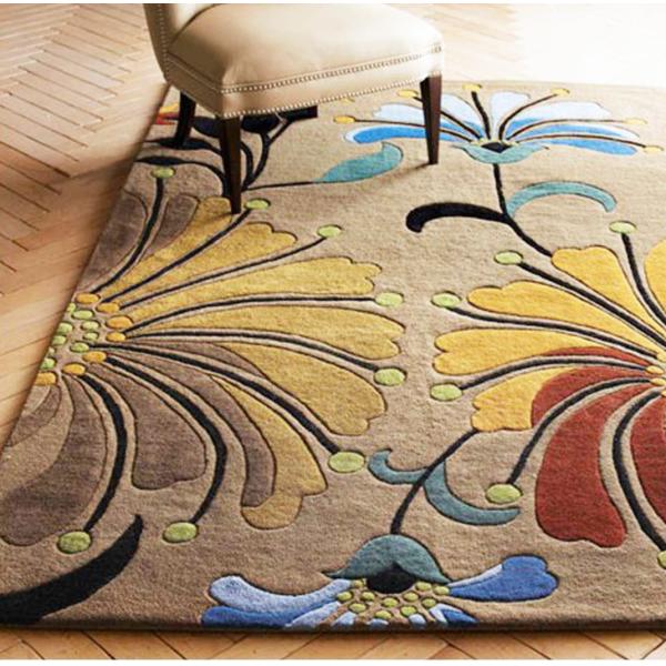 Cut Pile Wool Tufted Carpet With Nylon Handmade Formation