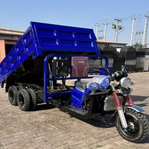 Self-unloading Fuel-powered Open Body Cargo Motorcycle with Sidecar