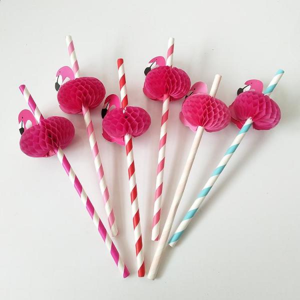 Custom Sticker Flamingo and Pineapple Pattern Paper Straws for Party Bar Accessories