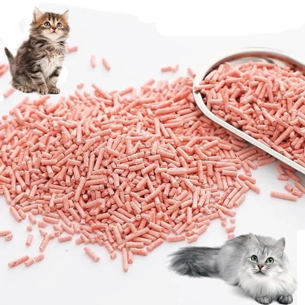 99% Odor Control Fine Grain Tofu Cat Litter OEM Premium Strong Clumping Power No Toe Clogging Virtually Dust- Pea Fiber Tofu Cat Litter with Fruit Scent