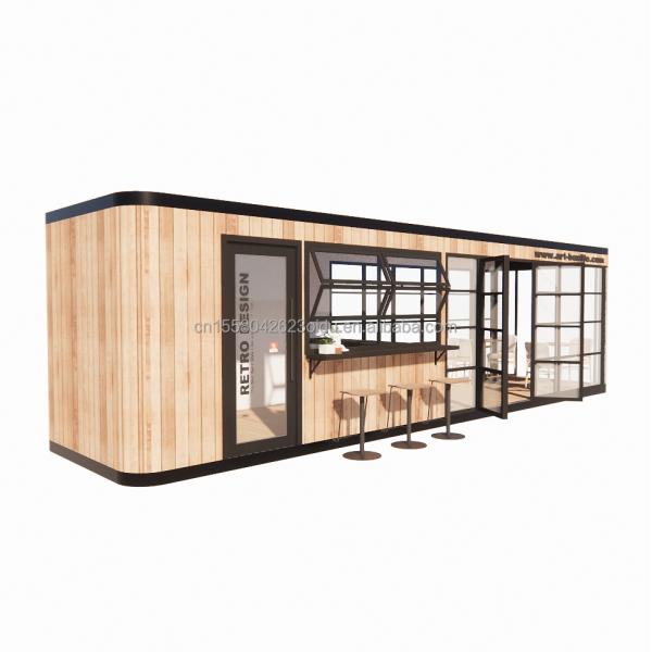 Cuadro de acero acero galvanizado doblado 180g Diseño moderno 20ft 40ft Prefab Container Casa para cafeterías móviles Restaurantes