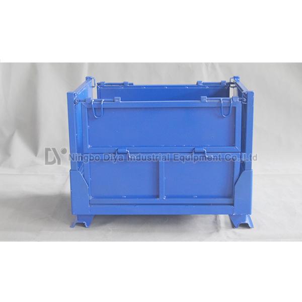 Industrial Steel Folding Stacking Rack System , Blue Steel Turnover Box