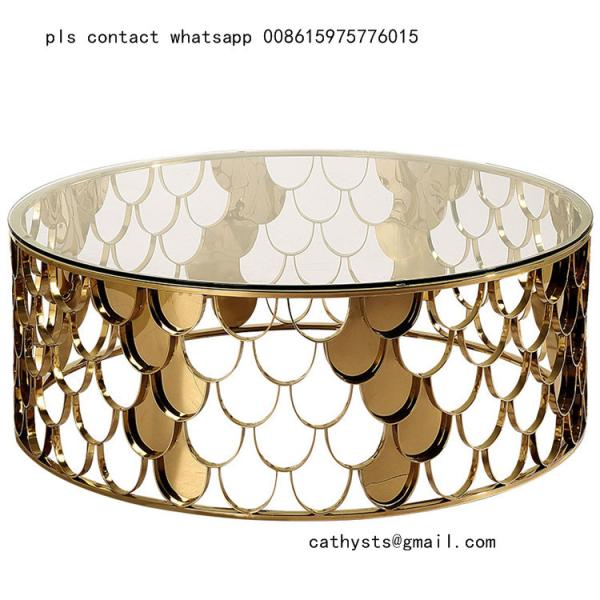 European style creative stainless steel coffee table modern tempered glass table