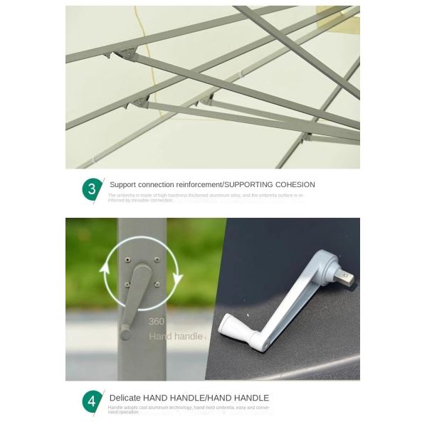 Outdoor Commercial 5M 6M 7M Square Garden Parasol Umbrella With LED Lights