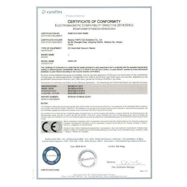 Wireless 12V Car Vacuum Cleaner YANTU V02P 150W Powerful with 8000 KPA Wet and Dry