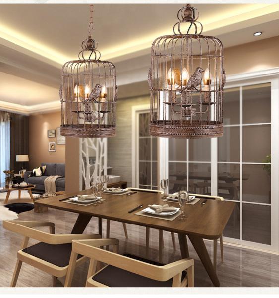 Rustic Cage Birds Chandelier for farmhouse Bedroom Sitting room lighting (WH-CI-83)