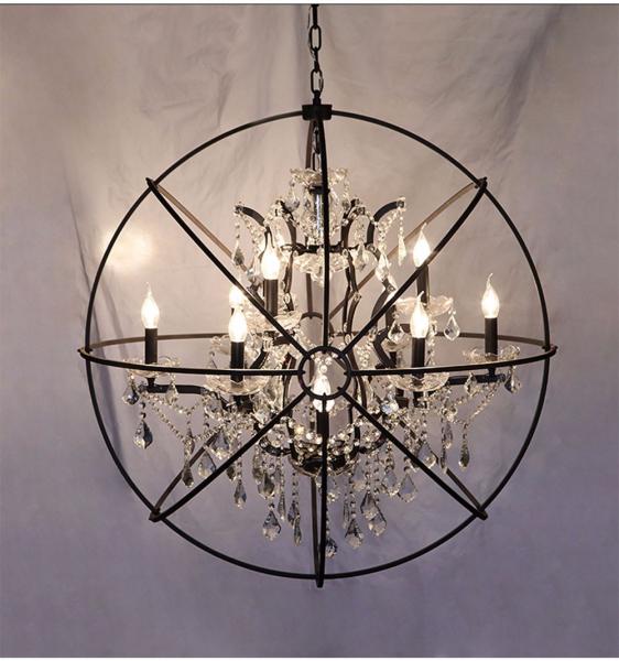 Rustic american style crystal globe Round chandelier (WH-CI-85)
