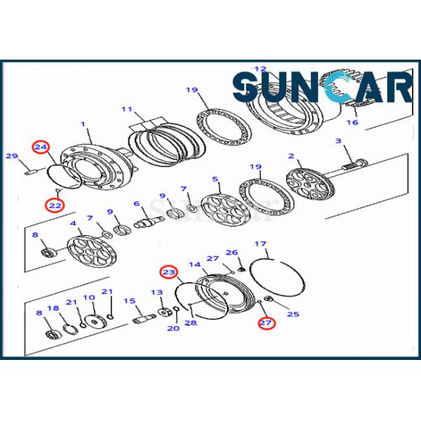 Набор запечатывания ремонта экскаватора KOMATSU мотора перемещения набора TZ505D9000-00 уплотнения конечной передачи PC60-7