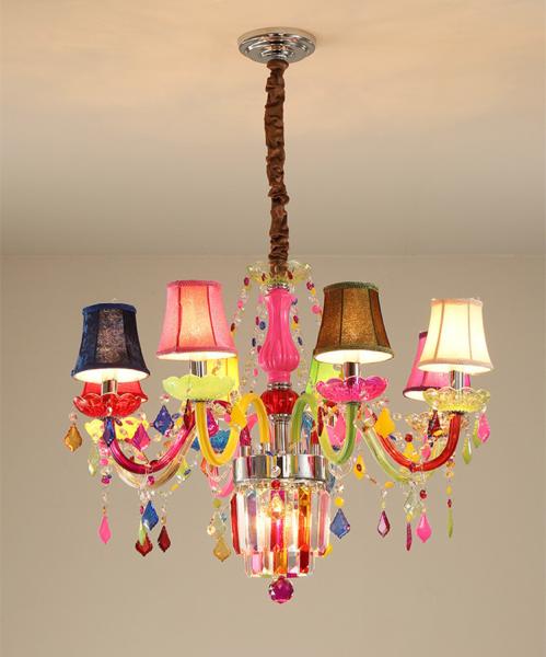 Children Bedroom Chandelier Glass Crystal Chandelier Colorful Dreaming Lovely Macaron