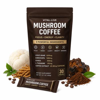High Potency Mushroom Coffee Blend Focus Products With 1000mg Lion'S Mane 100mg