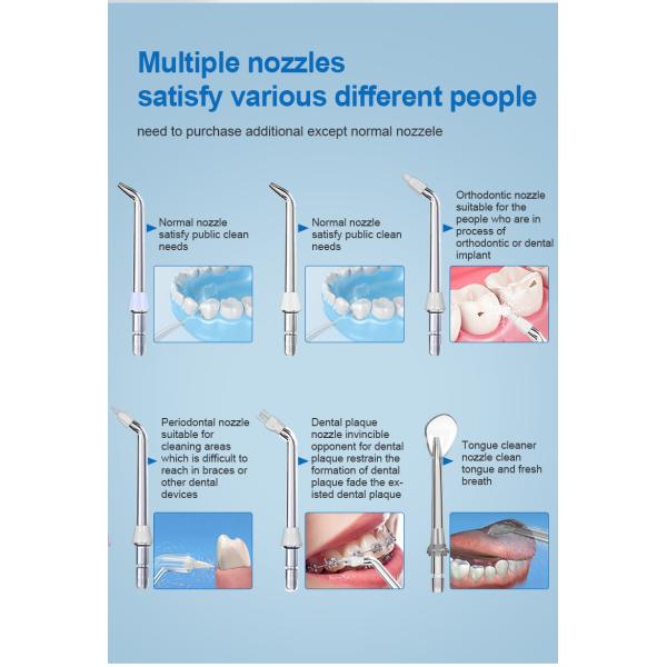 Countertop Oral Water Flosser Wireless With 6 Replacement Jet