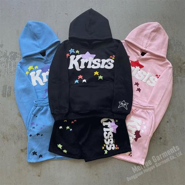 Oem Puff Print Training Jogging Full Face Zip up Hoodie Slim Fit Cargo Cotton Shorts Set 2 Piece Short Set for Men Custom Logo