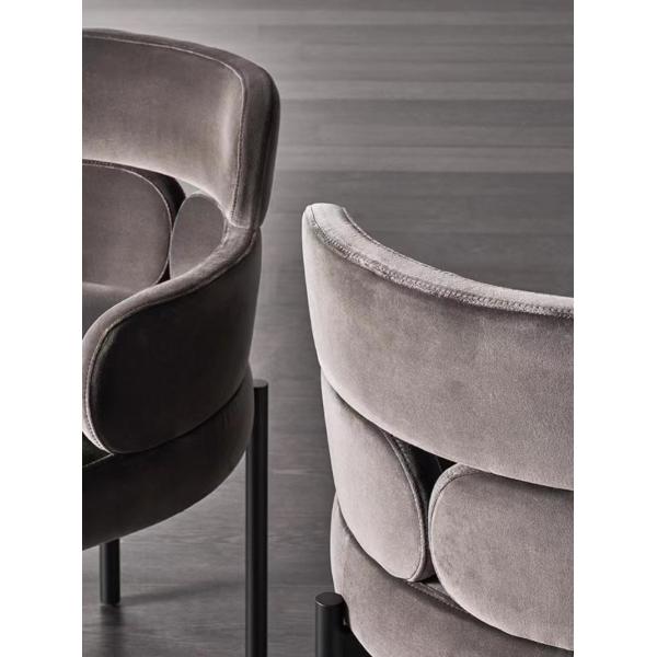 Light Luxury Creative Hotel Restaurant Furniture Metal Art Velvet Armrest Dining Chair