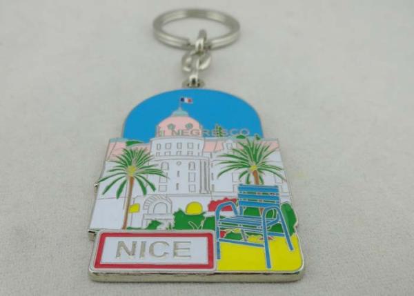 Negresco Promotional Keychain with Nickel Plating , Custom Metal Parts Keyring