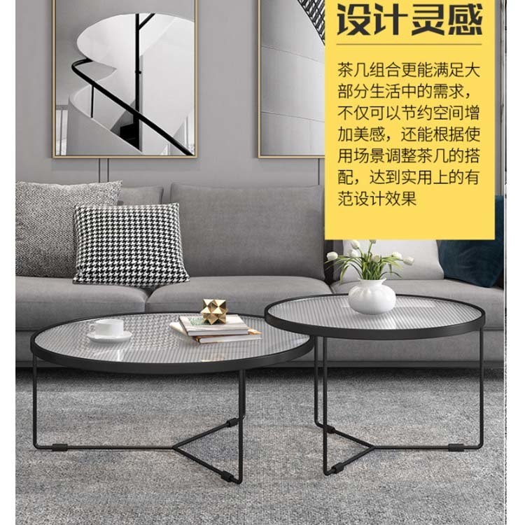 PU Leather Cover Glass Coffee Table Modern Center Table for Living Room