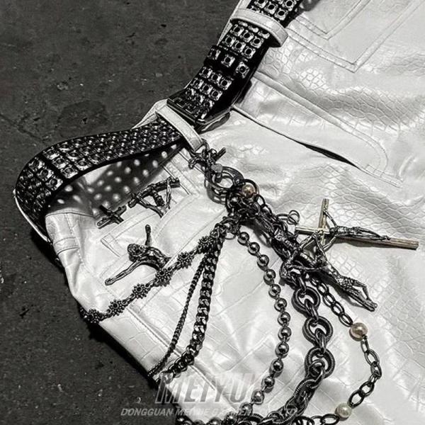 Pantalons en cuir sur mesure avec des jambes larges, des pantalons en poches, des hommes qui courent, des coureurs, des roulettes à fermeture à glissière, des vêtements de rue, des pantalons de sport avec fermeture à glissière.