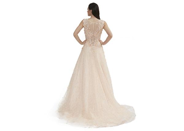 Muslim Wedding Applique Middle Eastern Evening Dresses Champagne Color