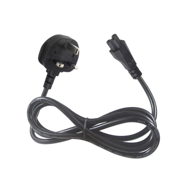 UK 3-Pin Plug to C5 Power Cord 250V 5A for Laptops Monitors