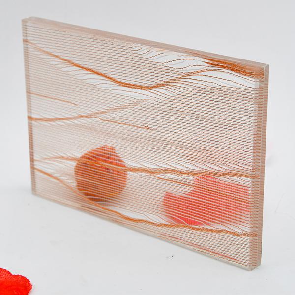 Decorative Fabric Laminated Glass / Metal Mesh Laminated Glass Manufacturers Double Pane Tempered Glass Toughened Glass Soundproof