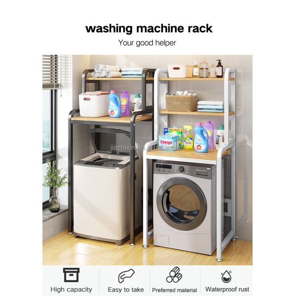 3 Tier Baby Bathroom Storage Accessories Countertop Metal Wooden Shelf Toy Organizer Washing Machine Rack Toilet Storage Shelf