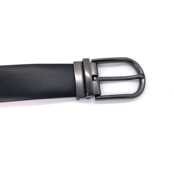 OEM Formal Mens Black Leather Dress Belt / Alloy Clamp Pin Buckle Belt