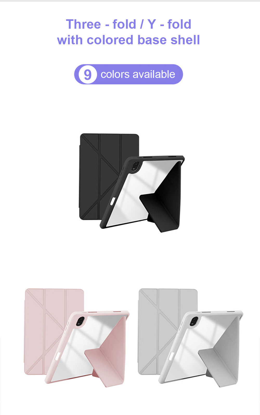 Laudtec Smart Stand PU Leather Case with Soft TPU PC Transparent Back Cover Auto Sleep/Wake for iPad Air 13 2025